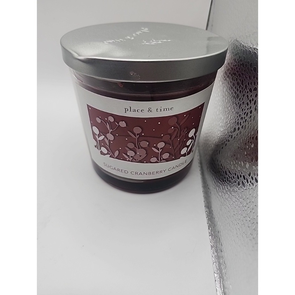 Place & Time Sugared Cranberry Candle 14 oz Glass JarHoliday Scent New